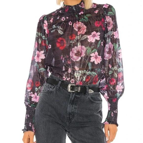 NWT Tularosa Adley Smocked Top Midnight Floral Size Small MSRP $215 - Picture 3 of 12